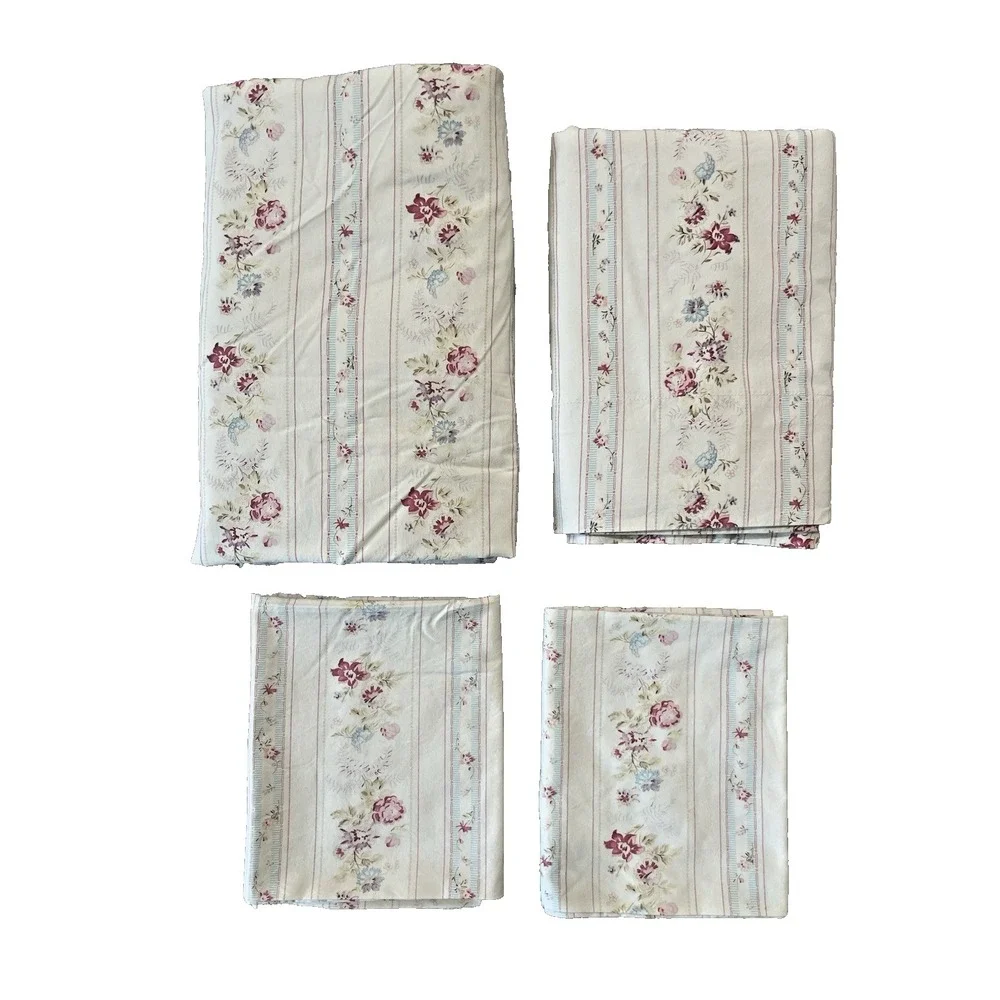 Vtg Ralph Lauren Josie Floral FULL 4 Pc Sheet Set Fitted Flat 2 Stnd Pillowcases